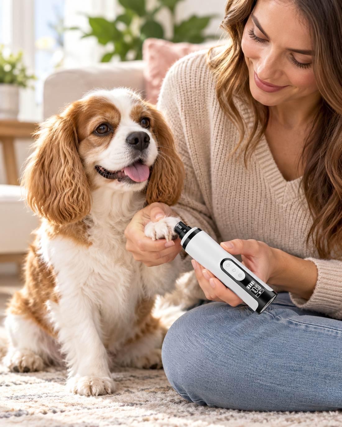 Dog nail grooming at home with Avoro Quiet LED Dog Nail Grinder