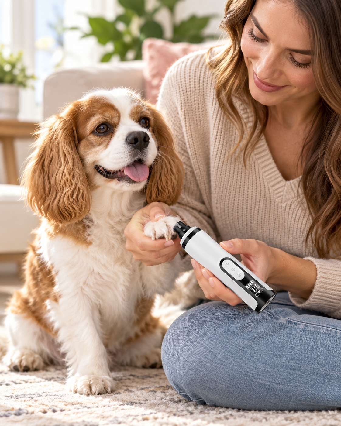 Dog nail grooming at home with Avoro Quiet LED Dog Nail Grinder