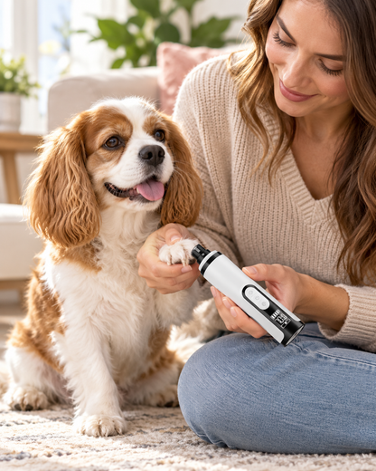 Dog nail grooming at home with Avoro Quiet LED Dog Nail Grinder